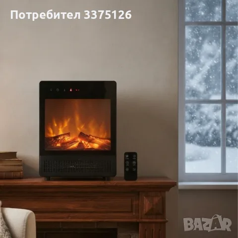 Електрическа камина с ефект пламък, 2000W, нова