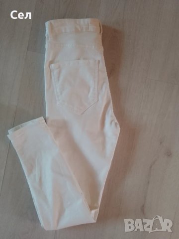 Бели вталени дънки с висока талия Zara M, снимка 4 - Дънки - 49665384