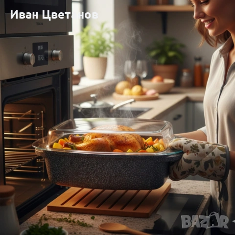 Ростер Goldman с мраморно покритие – правоъгълен съд с капак, 5.5 л и 6.6 л