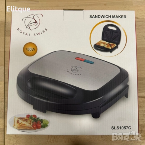 Уред за сандвичи Royal Swiss SLS1057C, 750W, незалепващи плочи, регулирем термостат, снимка 2 - Тостери - 52362134