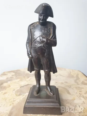Малка много стара френска чугунена фигура на Наполеон/метална желязна статуетка 19см-1кг