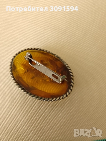 Винтидж ретро брошка от естествен руски кехлибар  , снимка 6 - Антикварни и старинни предмети - 51820304