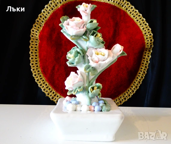 Порцеланова фигура Роза в саксия 20 см. , снимка 2 - Статуетки - 53929080