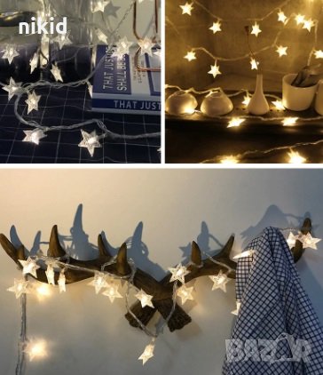 Светещи лампички гирлянд звездички Коледна украса декор парти, снимка 4 - Други - 30912042