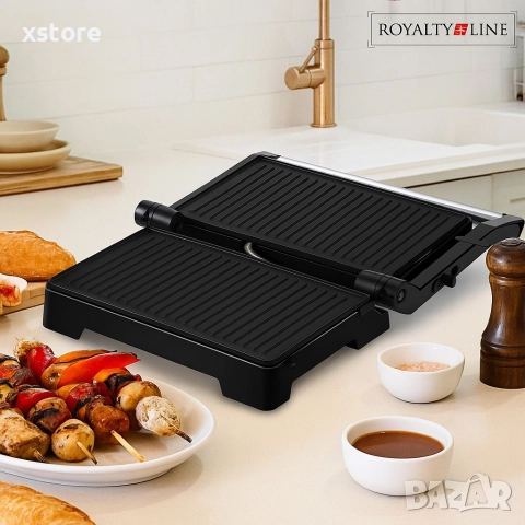 Тостер грил Royalty Line RL-PM1000 - Компактен грил и сандвич преса 2 в 1, снимка 5 - Тостери - 52695657