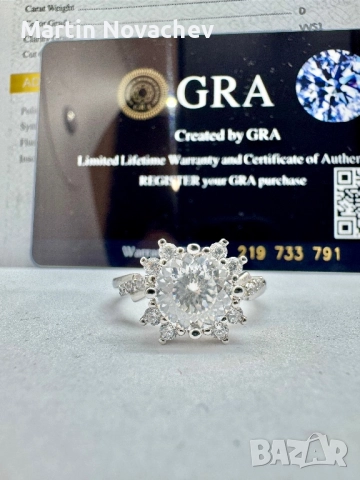 Сребърен пръстен с мойсанит (Диамант) 2 карата