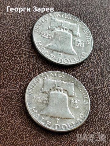 1/2 долар 1954 и 1963 год, сребро, тегло 12.50 гр, проба 900/1000, снимка 2 - Нумизматика и бонистика - 52676388