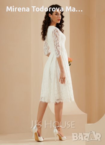 Сватбена рокля с дължина до коляното, EU46 XL-150лв, снимка 2 - Рокли - 36671359