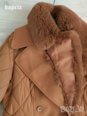 Ново кафяво дамско палто размер L , цена 80 лв, снимка 4 - Палта, манта - 52928816