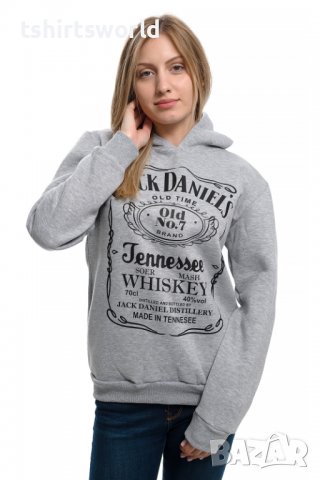 Нов дамски сив суичър с трансферен печат JACK DANIELS (Джак Даниелс)