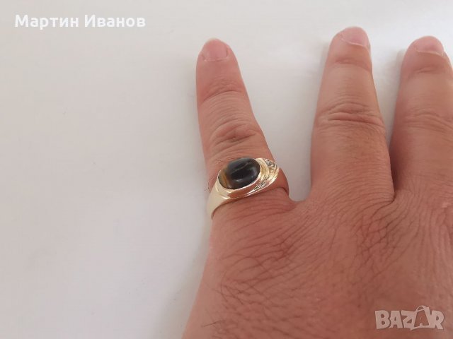 Златен пръстен с тигрово око , снимка 10 - Пръстени - 33719601