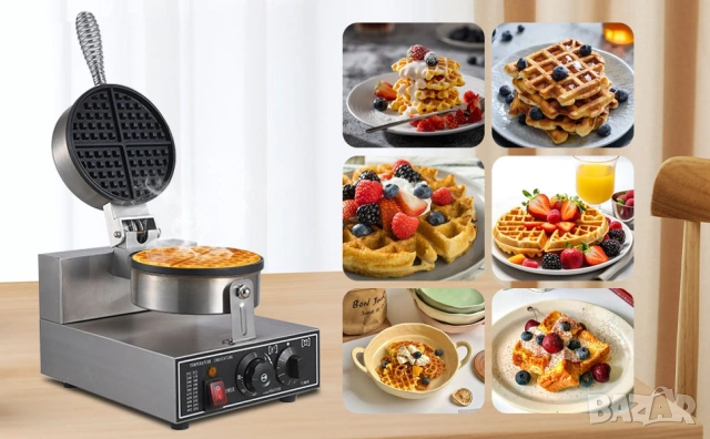 Професионален гофретник, 1300W, за белгийски гофрети, незалепващ, терморегулатор, таймер, гофретник, снимка 13 - Гофретници - 54195374