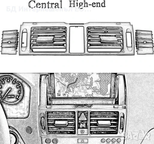 2048306154  Преден централен въздуховод, Mercedes, W204, С Навигация, Черен, снимка 5 - Части - 50980233