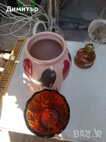 2 броя вази стъклена и керамика , снимка 3 - Декорация за дома - 52897134