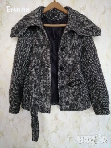 H&M дамско вълнено палто-яке с колан на талията р-р S (EU 36) , снимка 10 - Якета - 42879419