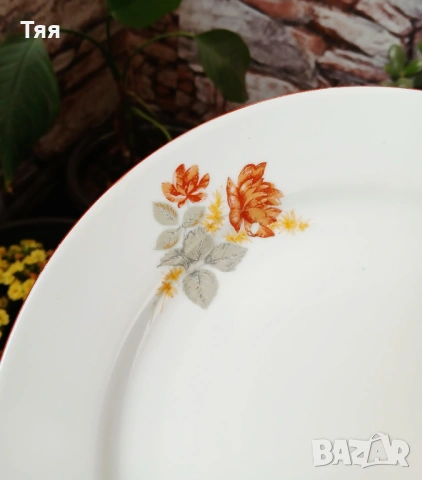 БГ порцеланови чинии Оранжева роза , снимка 5 - Чинии - 54195283