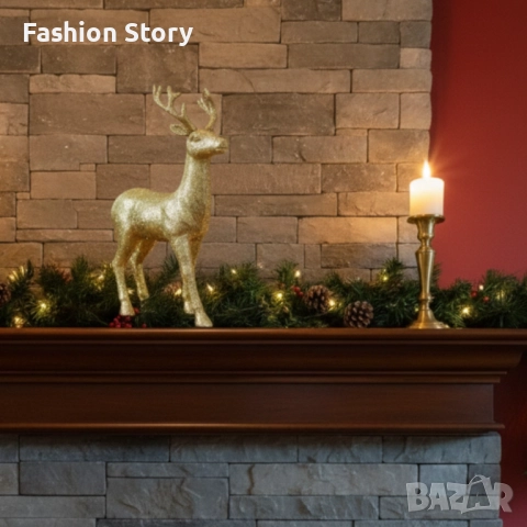 Декоративен Коледен eлен – Златист или бял, с празнични детайли, снимка 5 - Декорация за дома - 52632159