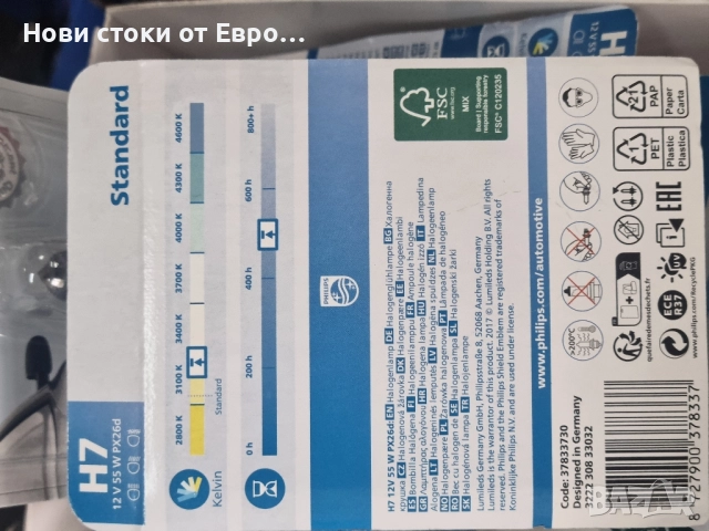 Халогенна крушка H7 12V 55W Philips Promo Edition крушка за фарове на кола, снимка 2 - Аксесоари и консумативи - 51674507