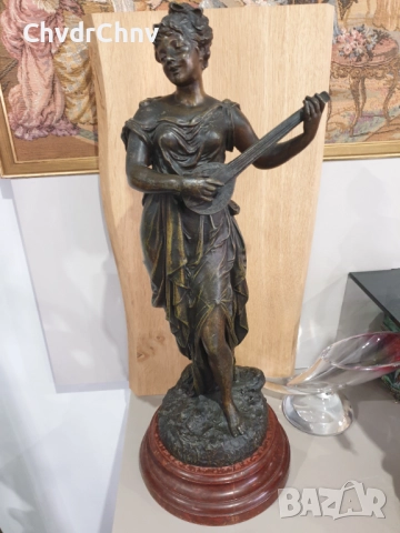 ЦАМ статуетка 48см-3кг/стара метална скулптура/метална фигура на жена-музикантка, снимка 9 - Антикварни и старинни предмети - 49232083