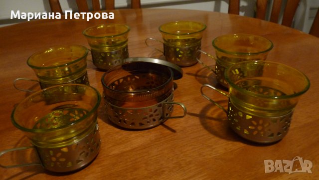 Чаши с подстакан, захарничка и поднос, снимка 2 - Антикварни и старинни предмети - 38651279