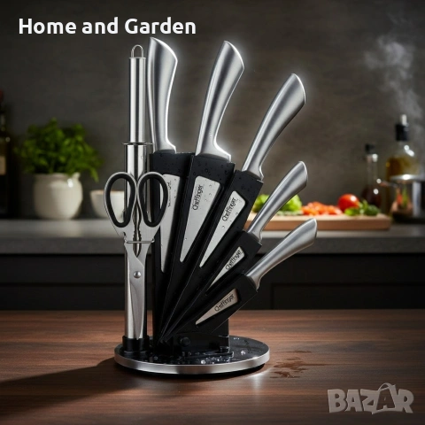Комплект ножове Cheffinger 8 части със стойка – неръждаема стомана