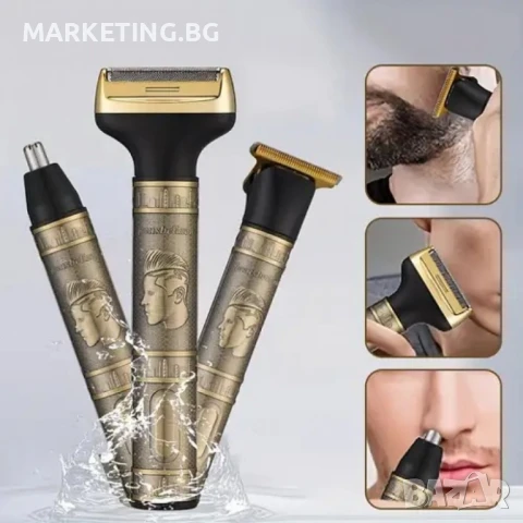 Тример Geemy GM-8045 3 в 1 – Комплект за подстригване и бръснене за мъже, снимка 2 - Тримери - 50525606