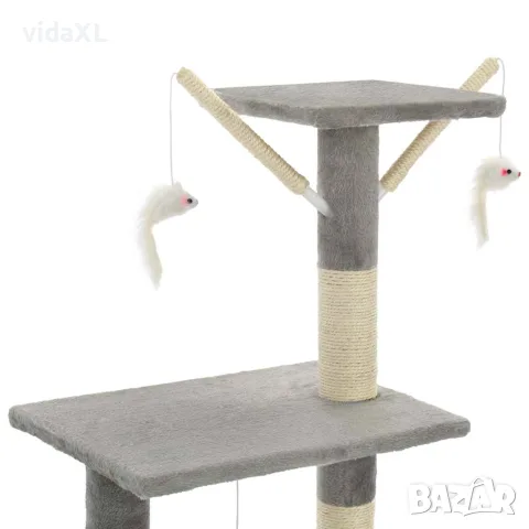 vidaXL Котешко дърво със сизалени стълбове, 138 см, сиво, снимка 6 - За котки - 56146225