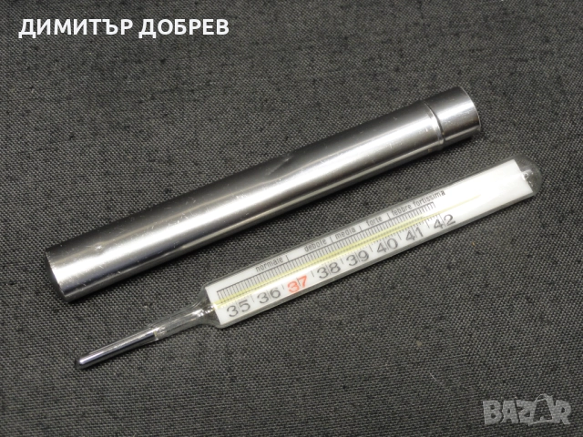 СТАР РЕТРО ЖИВАЧЕН ТЕРМОМЕТЪР ЗА ТЕЛЕСНА ТЕМПЕРАТУРА, снимка 1