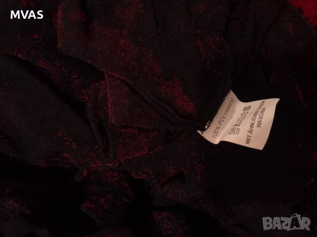 Нова черна блуза с дълъг ръкав и червени орнаменти с плюш L размер , снимка 3 - Блузи с дълъг ръкав и пуловери - 38271936