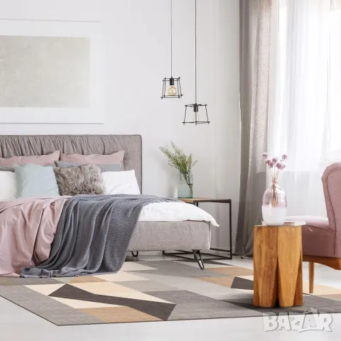 200х300 модерен килим с къс косъм и неплъзгаща подложка. Перящ се в пералня , снимка 4 - Килими - 50332511