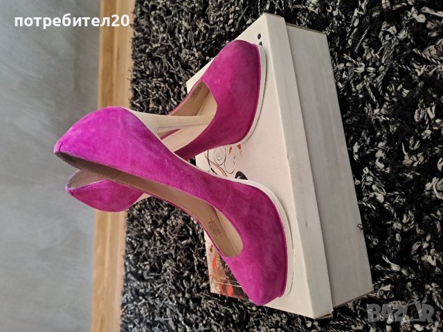 маркови розови велурени токчета, снимка 4 - Дамски обувки на ток - 23228906
