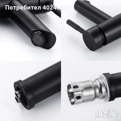 Смесител за мивка, неръждаема стомана , черен мат, снимка 4 - Други стоки за дома - 47936359