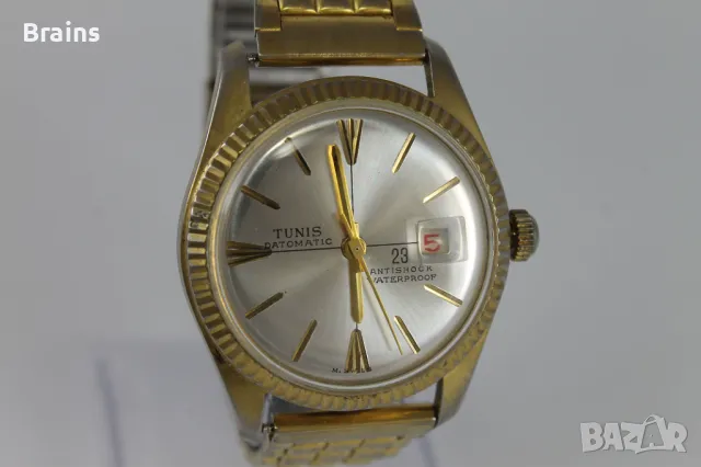 Стар Ръчен Часовник TUNIS Datomatic С Водолаз, снимка 4 - Антикварни и старинни предмети - 48678265