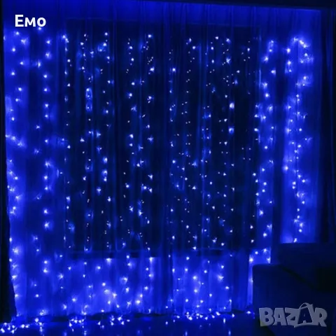 Коледна завеса от лампички / Цветове - Студено бяло, топло бяло, шарено. / 320 лед светлини, снимка 4 - Лед осветление - 47721682