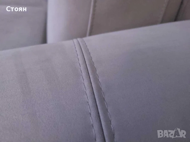 Италиански светло сив диван тройка от плат с функция сън, снимка 12 - Дивани и мека мебел - 52010382