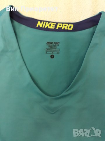 NIKE- спортна тениска с къс ръкав , еластична, маркова, тюркоаз с диагонален надпис, снимка 5 - Спортни екипи - 37258175