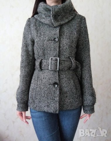 H&M дамско вълнено палто-яке с колан на талията р-р S (EU 36) , снимка 3 - Якета - 42879419