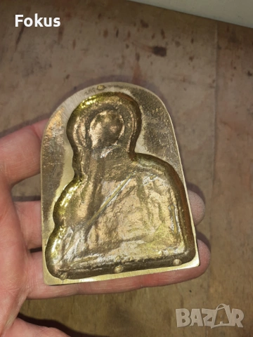 Стара икона бронз Богородица масивна и тежка, снимка 4 - Антикварни и старинни предмети - 54257620