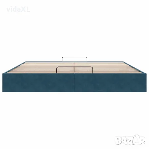 vidaXL Рамка за легло с османи без матрак Тъмно синьо 200x200cm Кадифе, снимка 7 - Спални и легла - 56147050