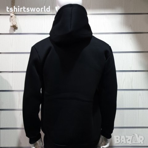 Нов мъжки черен суичър с ЦИП и качулка, снимка 3 - Суичъри - 30896518