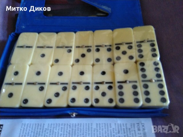 Домино марково ново 28 пула кожен калъф костни пулове 20х45мм, снимка 4 - Домино - 40000427