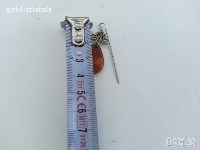 Брошка игла натурален кехлибар, снимка 2 - Антикварни и старинни предмети - 29989294