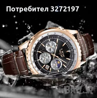 LIGE- кварцов часовник, механизъм Япония,водоустойчив,календар,хронограф, снимка 4 - Мъжки - 48425335