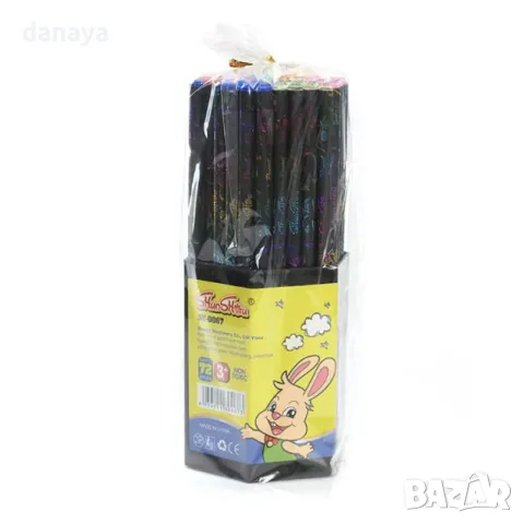 5876 Графитен молив с черен корпус и цветни надписи, снимка 4 - Ученически пособия, канцеларски материали - 50055716