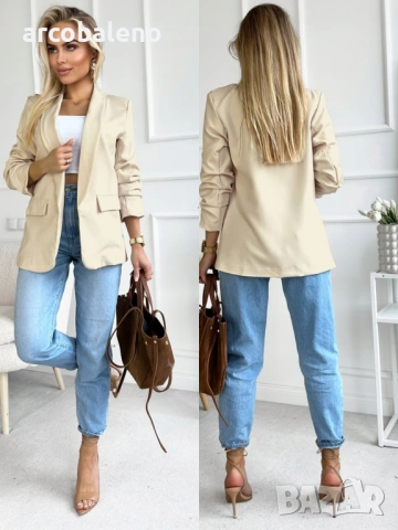 Елегантно дамско сако с драпирани ръкави, модерно и стилно, 10цвята , снимка 7 - Сака - 53245807