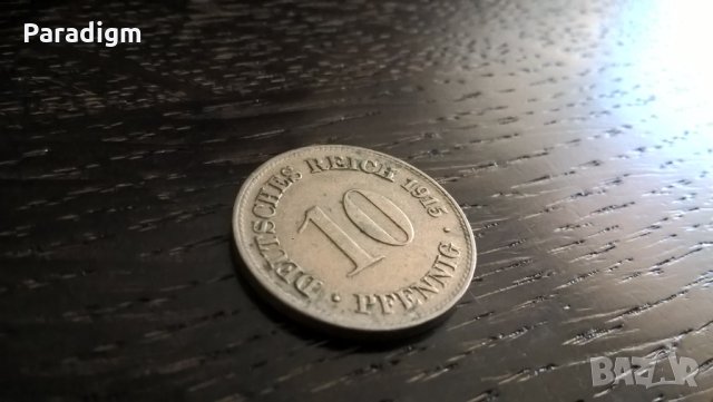 Райх монета - Германия - 10 пфенига | 1915г.; серия D, снимка 1 - Нумизматика и бонистика - 30948709
