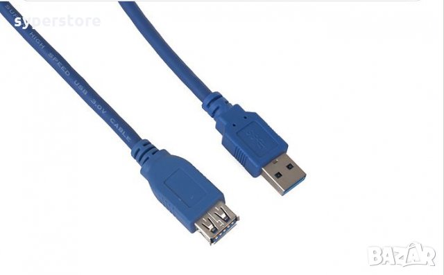 Кабел USB3.0 Мъжко към Женско 1.5m Син VCom SS001299 Cable USB - USB M/F, снимка 1 - Кабели и адаптери - 34333366