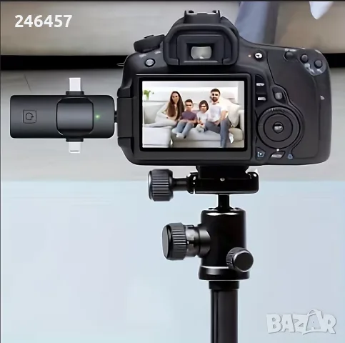 3 в 1 комплект от 2 мини безжични микрофони за телефон и фотоапарат, снимка 2 - Микрофони - 55838601