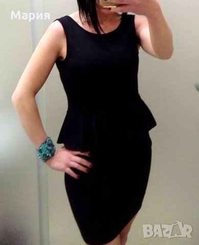 PIAZA ITALIA нова черна рокля с пеплум и гол гръб, снимка 2 - Рокли - 29231143