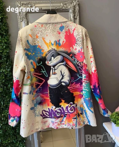 Дамско рисувано сако със Зайче  Универсален размер
